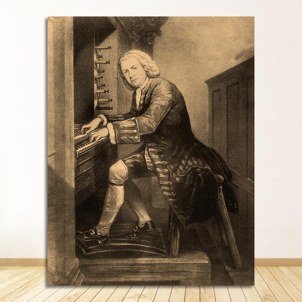 Canvas Painting Vintage Wall Pictures Kraft Poster Coated Stickers Home Decor Gift Johann Sebastian Bach German Musician