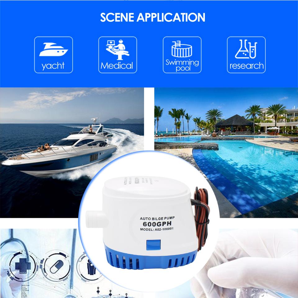 DC12V/24V Automatic bilge pump 600/750/1100GPH auto submersible boat water pump,electric pump for boats accessories marin