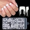 120pcs/box Acrylic French False Nails Medium Length Square Armor Full Cover Nail Tips Removable Mixed Size Press On Nails