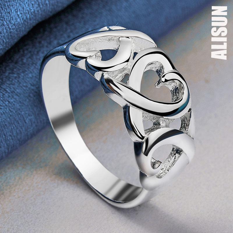 925 Sterling Silver Heart Ring Fashion Wedding Jewelry