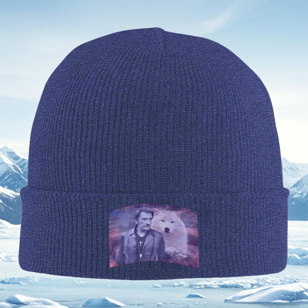 Man wolf portrait necklace cross Men Women Unisex Knitted Hat Beanie Pullover Cap Winter Thermal Warm Christmas Outdoor Cycling