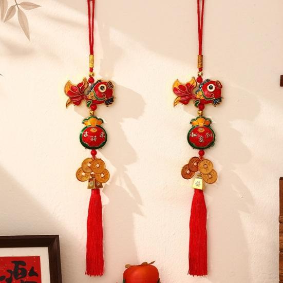 Chinese New Year Decorations 2026 Year of Horse Lucky Charm with Tassel Feng Shui Hanging Pendants for Wealth Good Luck