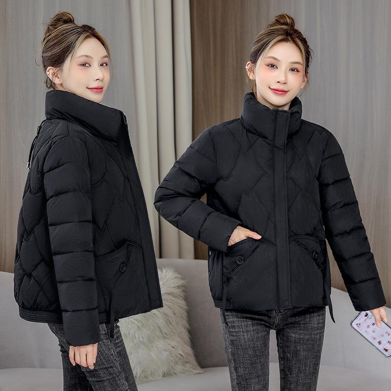Winter Coat Women's Casual Solid Color Lightness and Thinness Short Section Cotton-padded Jacket