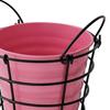 Bucket with Iron Frame Hanging Planter Basket Balcony Flower Pot
