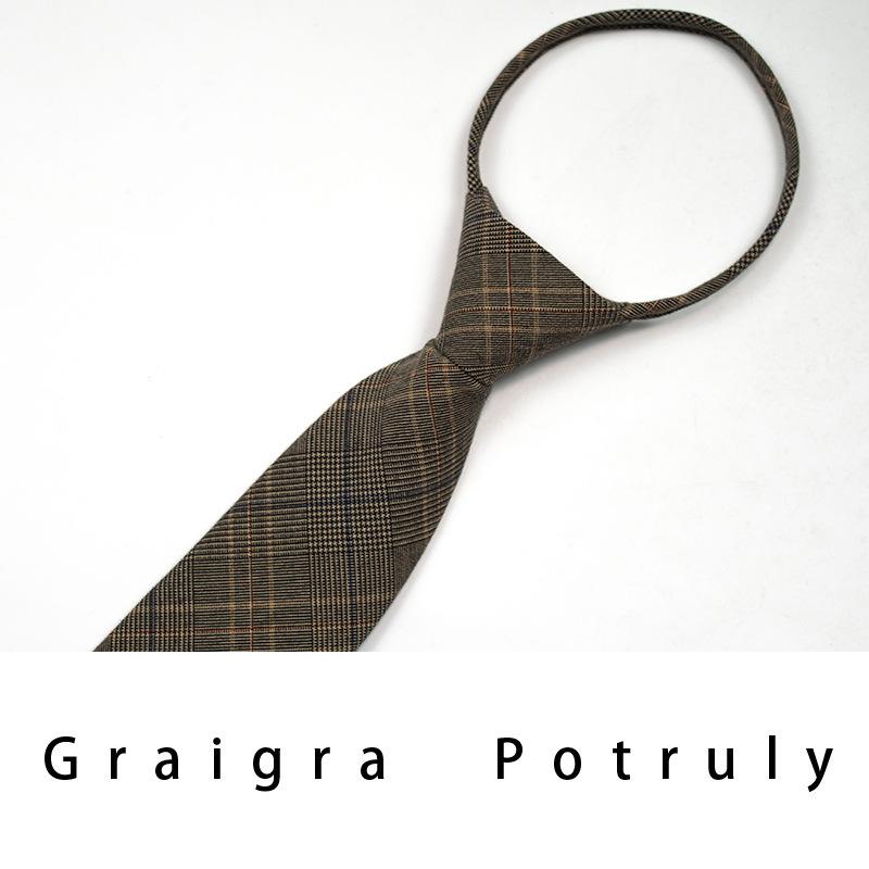 Qiandongge Suit And Tie Men'S Striped 8Cm Casual Tie Coffee Gray Dark Green Retro Work Plaid