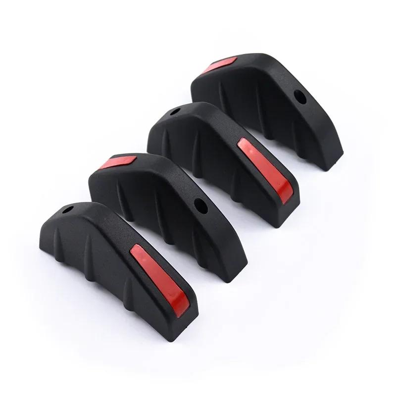 New 4pcs Universal Car Red Black Carbon Fiber Pattern Modified Shark Fin Rear Spoiler Rear Bumper Lip Diffuser Anti-collision