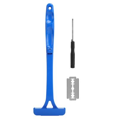 Ручная бритва для удаления волос на спине, пластиковый складной инструмент для удаления волос на теле подмышек, синий