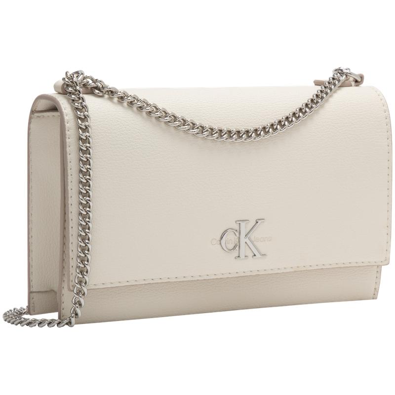 New CALVIN KLEIN Synthetic Material Crossbody Bag, Shoulder Bag Medium Size Women's Chalk White DH2806-67U