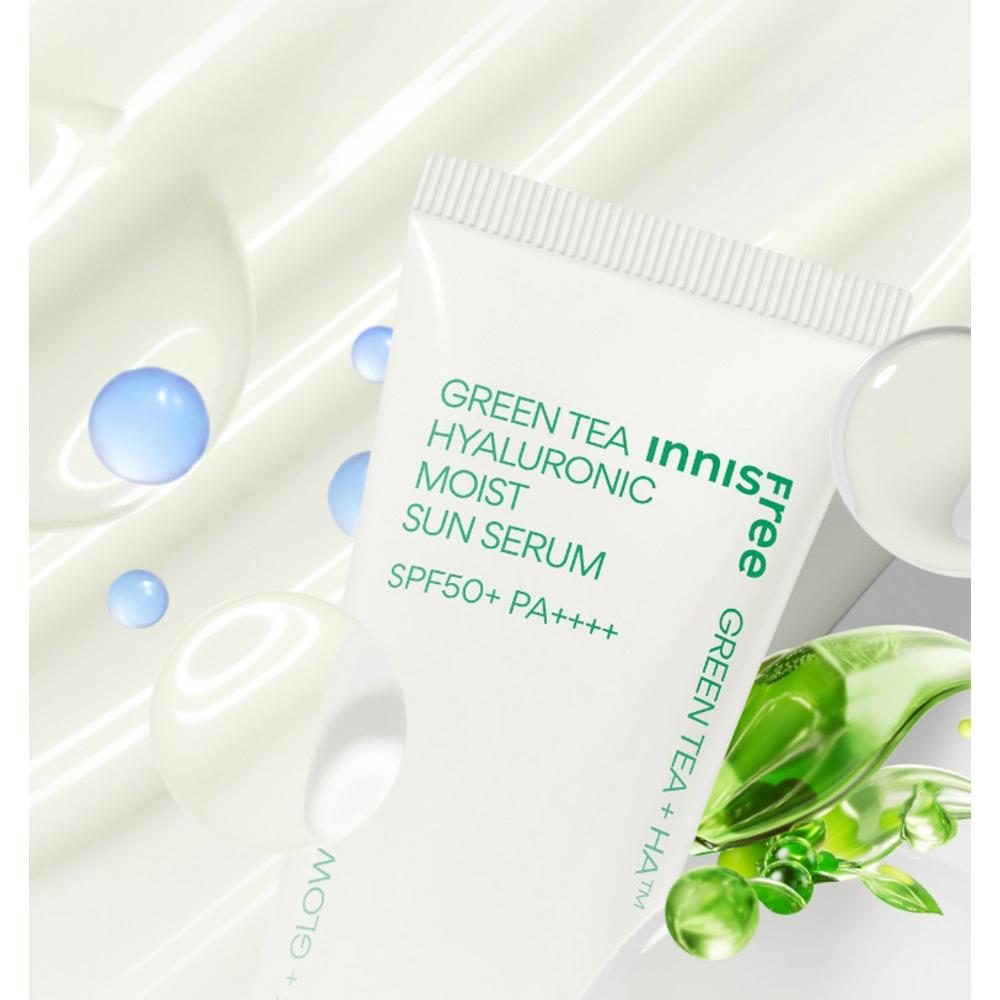 Innisfree Увлажняющая солнцезащитная сыворотка с гиалуроновой кислотой и зеленым чаем SPF50+ PA++++, 50 мл, 2 шт.