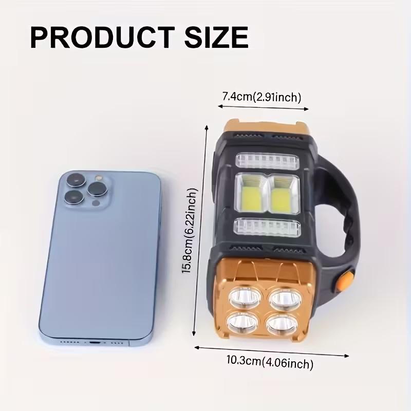 Solar-Powered Portable Light USB-Rechargeable Multi-Function Handheld Torch Ideal for Fishing and Camping Emergency Outdoor Work Light