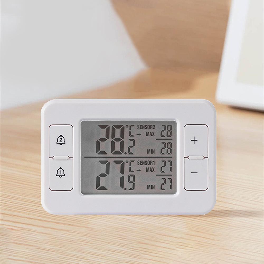 Холодильник Термометр Морозильник ЖК-Цифровой Звуковой Сигнализатор Холодильник Счетчик с 2 Датчиками Температуры Мин/Макс Дисплей Внутр. Улич.