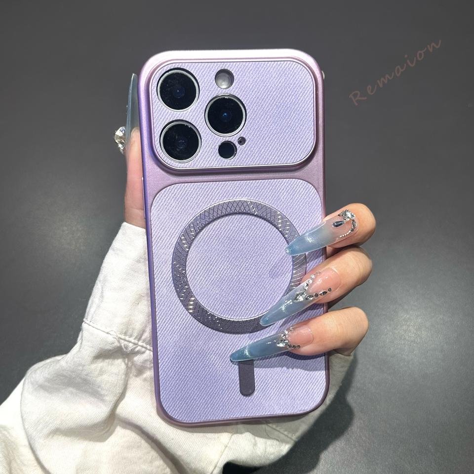 Magnetic Phone Case For For Iphone 13 14 1 16 17 Pro Max  Big Windows Canvas Cloth Shockproof Protector Cover