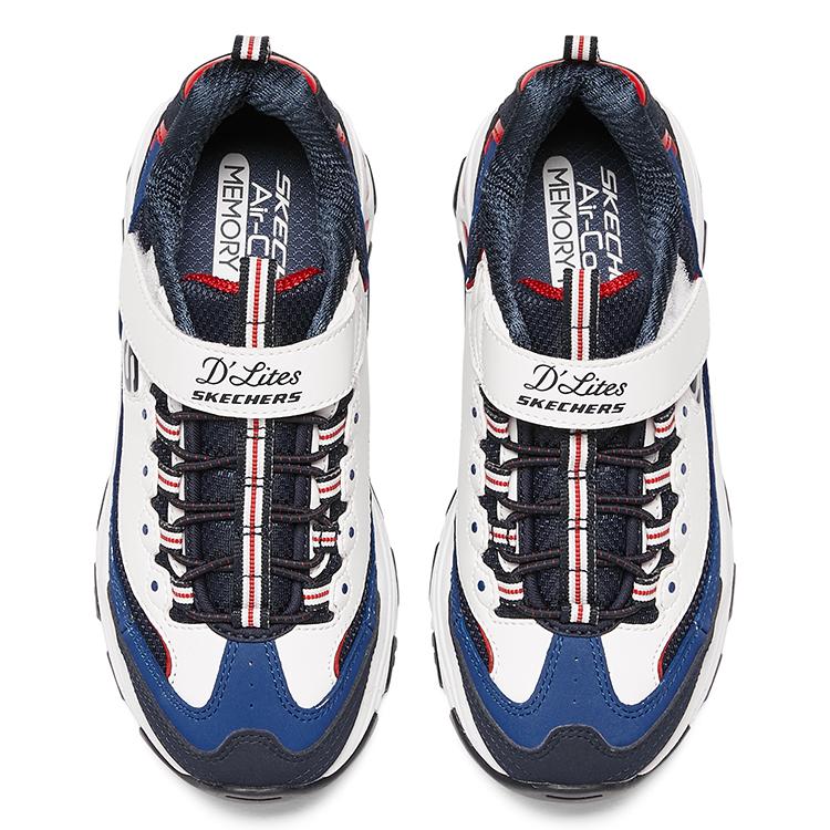 Skechers Удобные Прочные Амортизирующие Износостойкие Папины Кроссовки Детские Кроссовки Бело-Синие 403825L-WBL