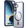 Case for Samsung Galaxy A36 5G - BOOLING - Shockproof Silicone and PC with Magnetic Ring Navy Blue