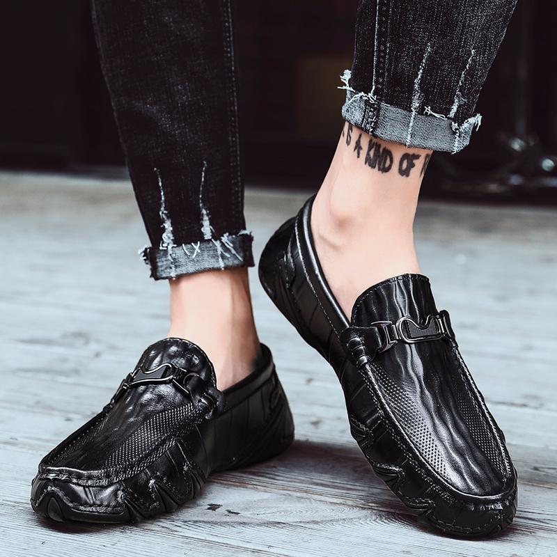 Genuine Leather Mens Loafers Luxury Brand Designer Casual Shoes Classic Slip On Men Shoes Moccasin Light Comfy Male Driving Flat