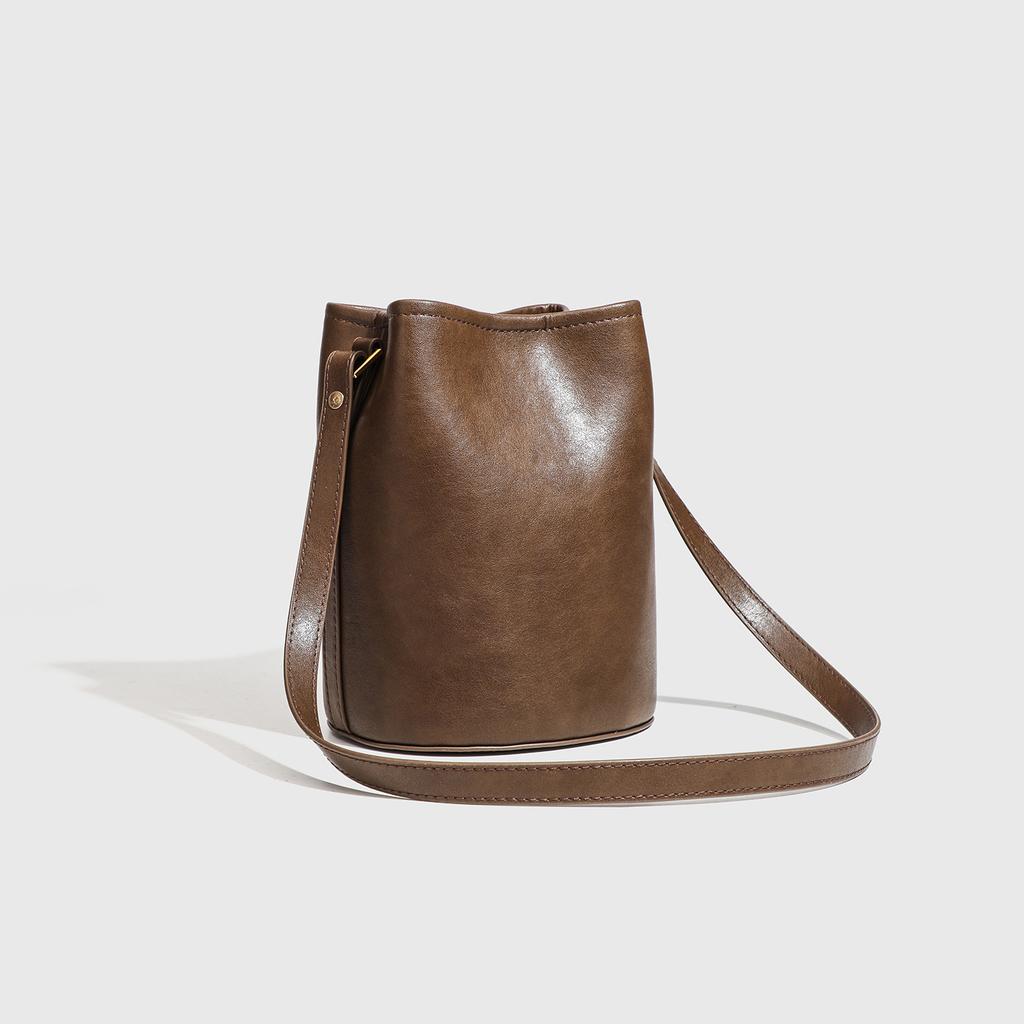 Этой осенью и зимой женская сумка из мягкой кожи, ретро сумка-ведро, ретро простая сумка на одно плечо через плечо, большая вместимость