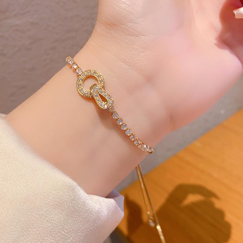 New Korean Round Package Zircon Bracelet for Women, Fashionable and Versatile, Light Luxury Bracelet