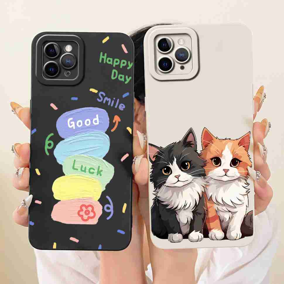 Чехол для iPhone 11 Pro Max A2218 Милый мультяшный узор Кошка Силиконовая задняя крышка Для iPhone 11Pro Max A2161 A2220 Чехлы для телефонов