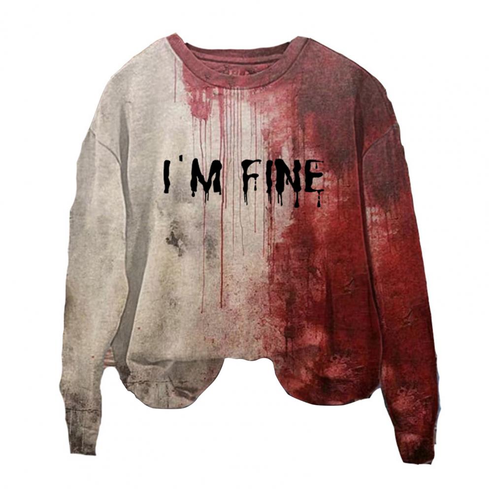 Unisex Hoodie Bloodstain Print Halloween Haunted House Cosplay Top Drawstring Hooded Pocket Long Sleeves Loose Hoodie