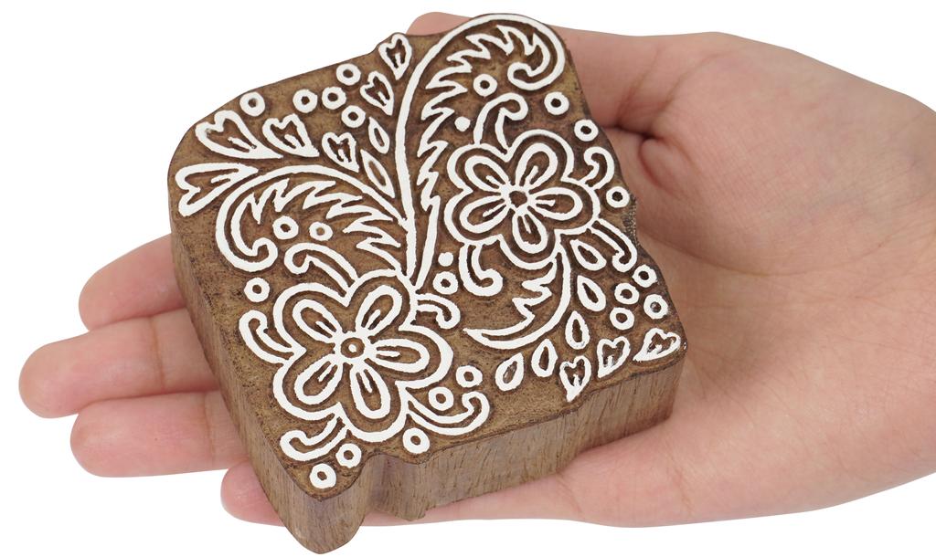IBA Indianbeautifulart Textile Printing Block Asian Floral Motif Hand Carved Wooden Stamp Wood Block
