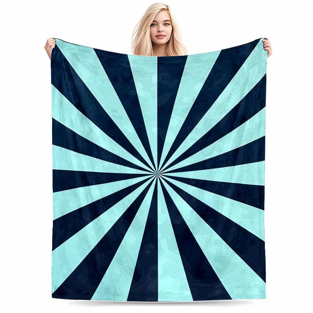 Blue and Black Geometric Starburst Pattern blanket for Living Room blanket, suitable for use in the bedroom, living room, on the sofa