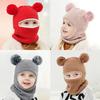 New Baby Boy Girl Hats Scarf All In One Winter Thicken Plus Velvet Face Ear Protection Knitted Cap Outdoor Toddler Kids Warm Hat