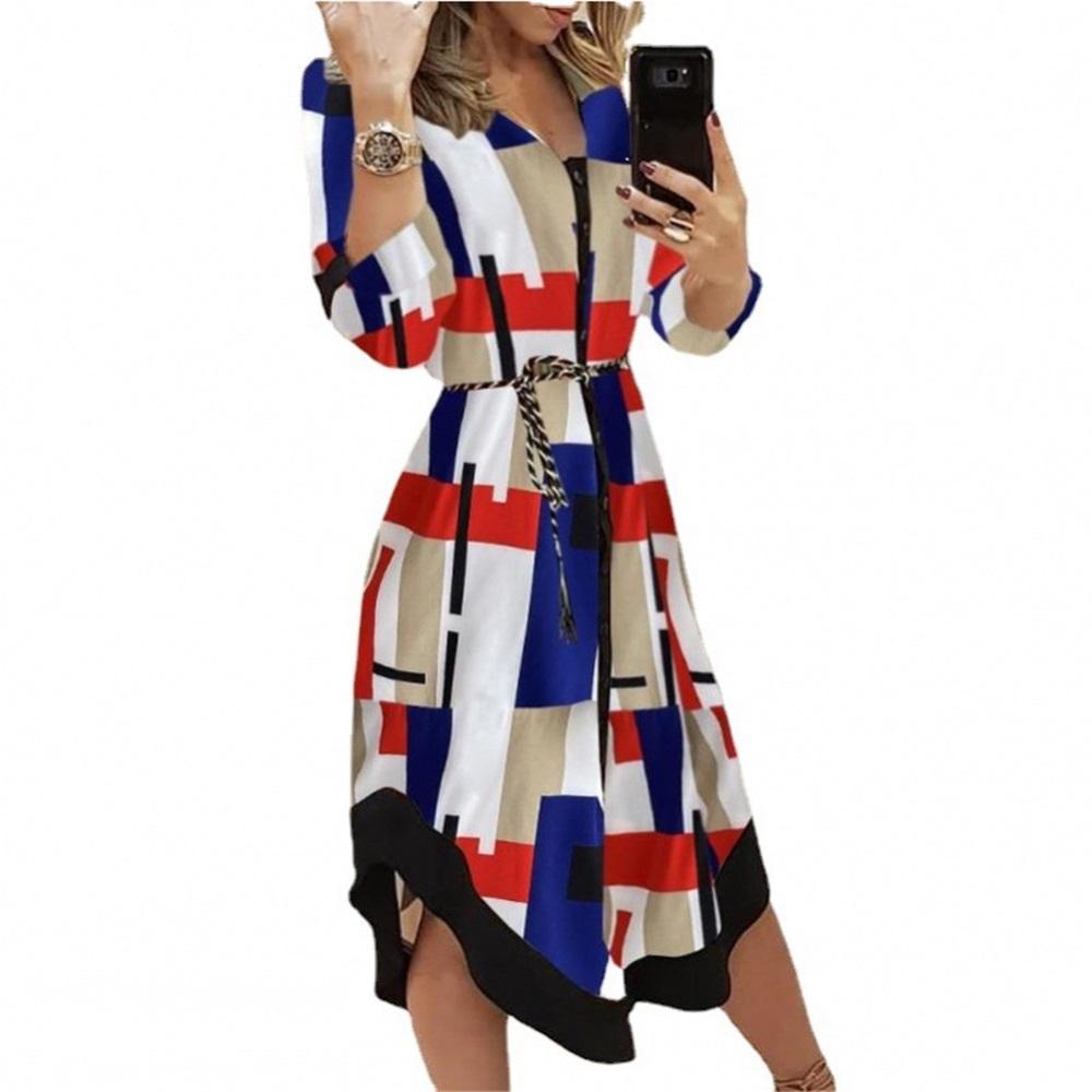 Европа и США Женщины Темперамент Печать Рубашка на бретелях Длинный Секция