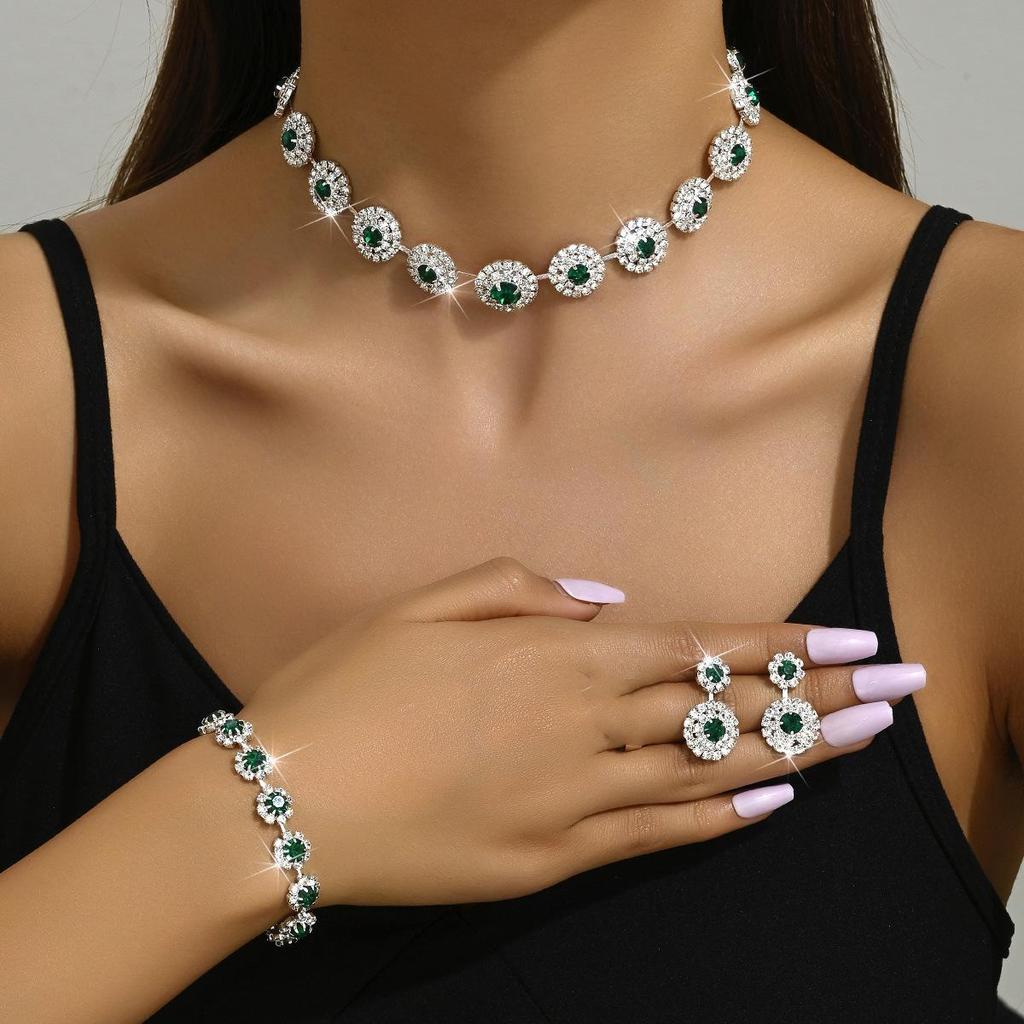 Свадебный набор украшений королевского синего цвета: Элегантное колье, серьги и браслет для свадеб и вечерних платьев