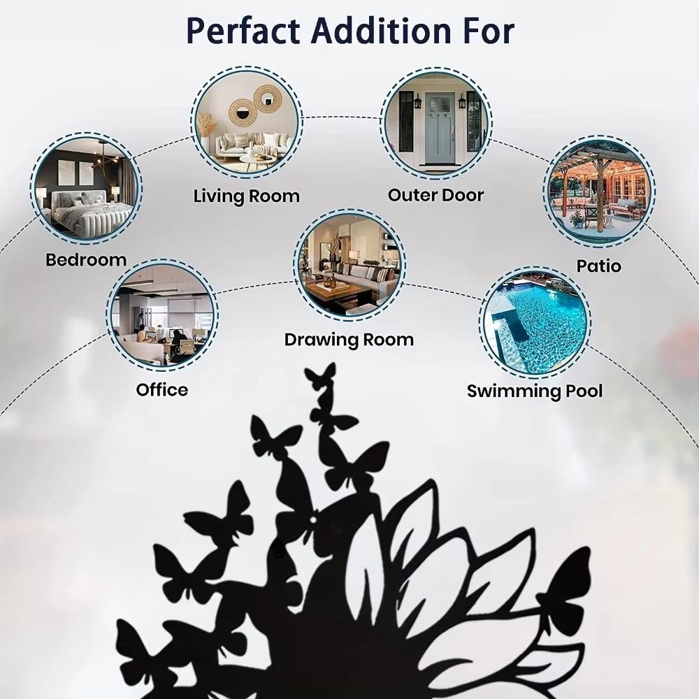 Sunflowers and Butterfly Metal Wall Art - Rust-Proof Wall Sculpture for Garden, Home, Farmhouse, Patio, and Bedroom Décor