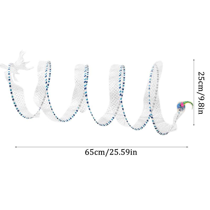 Складной туннель для кошек S-образной формы, пружинный туннель для кошек, плюшевая игрушка-мышка, перо, спиральный туннель, интерактивная игрушка для кошек, туннель для кошек, игрушка для домашних животных