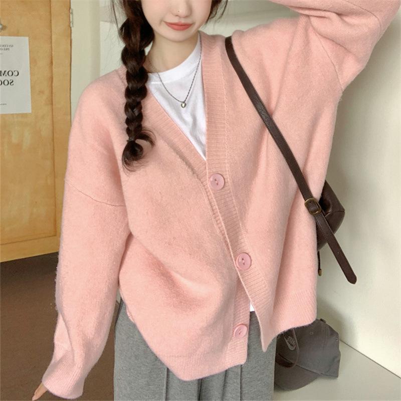 DAFIFY Женская мода повседневная осень-зима однотонный принт длинный рукав V-образный вырез свитера