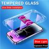 One-click Installation Full Cover Anti Blue Ray Tempered Glass For iPhone 16 15 14 13 11 12 Pro Max X XS XR Screen Protector