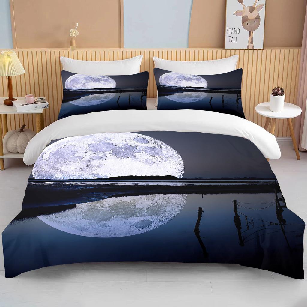 Комплект постельного белья «Луна» с ночным видом, комплект пододеяльников с наволочкой, постельное белье King Queen, полный двойной одинарный размер, Роскошное постельное белье, декор
