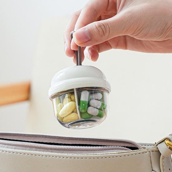 Mini Pill Storage Box with 4 Compartments Clear Visible Portable Travel Pill Case Medication Dispenser Capsule Pill Organizer Container