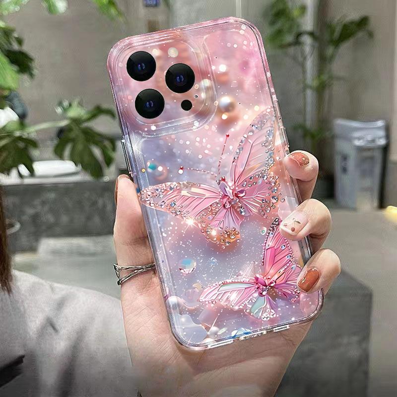 Чехол для телефона для Xiaomi 13 12 11 Lite 5G 14 13 14T 13T 12T Для Xiaomi 17 Pro Max Алмазный Жемчужный Узор Бабочки Прозрачная Крышка
