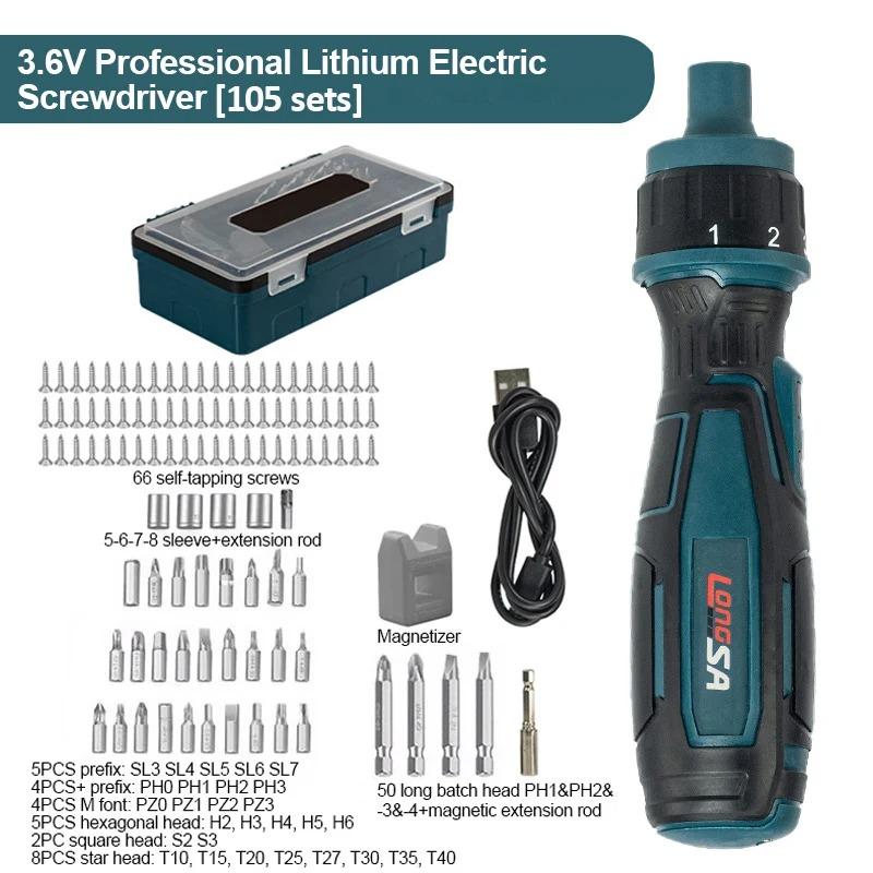 Мини-электрическая отвертка с аккумулятором 1300 мАч, регулировка мощности, дрель, набор электроинструментов 3,6 В, бытовое обслуживание, ремонт