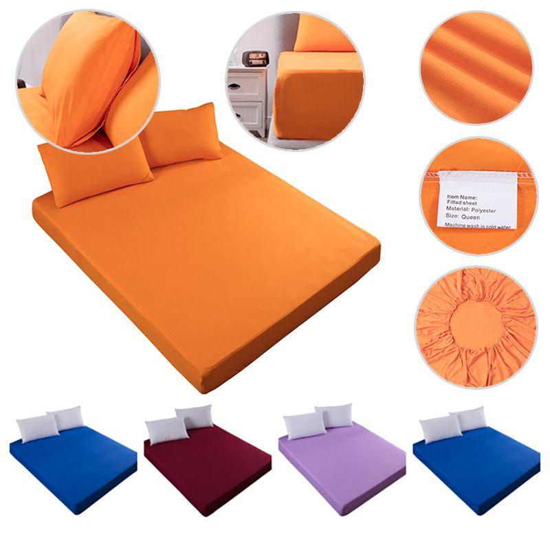 Soft Lightweight Fitted Sheet Solid Color Mattress Protective Cover For Cozy Sleeping