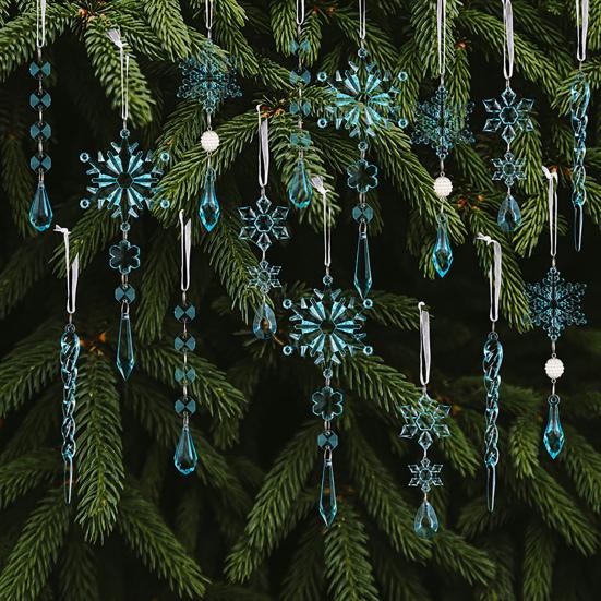 15 шт. Акриловые украшения в виде снежинок Снежинка и ледяной кристалл Подвесной декор для рождественской елки Прозрачный Зимней тематики Подарок для вечеринки