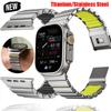 Титановый/Нержавеющий ремешок для Iwatch Ultra 3 49 мм 45 42 44 46 Роскошный металлический магнитный ремешок для Apple Watch Series11 10 987 SE