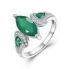 Unique Silver Ring with 2.1ct Green Agate Natural Gemstones Fine Jewelry for Women Wife Daily Wear Nice Gift