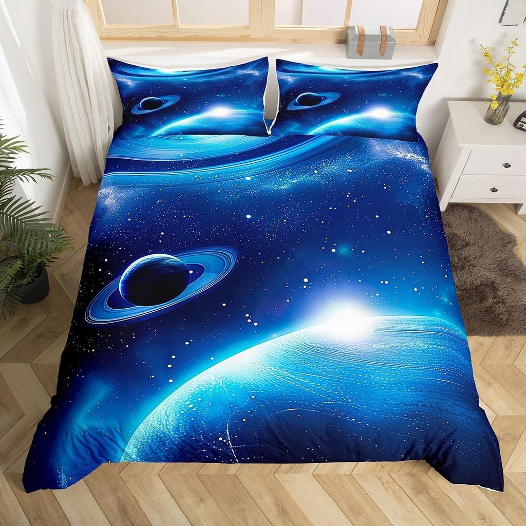 Пододеяльник Полумесяц Твин Психоделический Галактический Постельный Комплект, Созвездие Астрология Пододеяльник Мистические Звезды Туманность Постельный Комплект