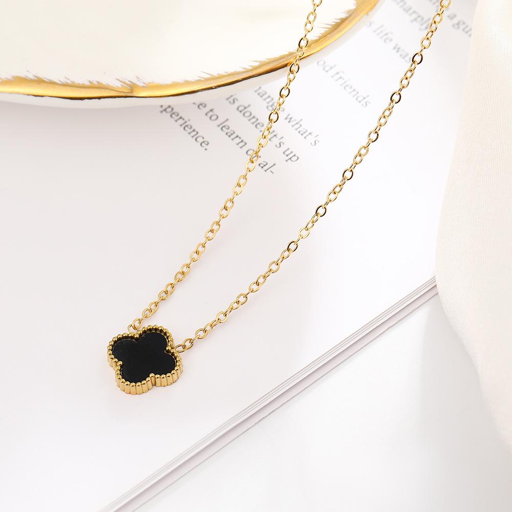 Модное двухстороннее ожерелье с четырьмя листочками клевера, простое бесцветное ожерелье Lucky Grass из титановой стали на ключицу, роскошное высококачественное женское ожерелье