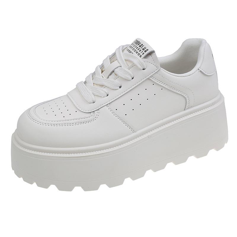 Белые туфли на платформе, женские новые универсальные спортивные туфли с увеличивающей рост стелькой, женские весенние туфли