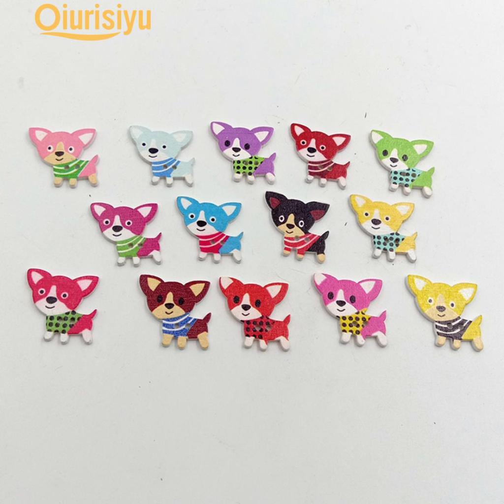 Набор ярких мультяшных пуговиц из дерева. 50 шт