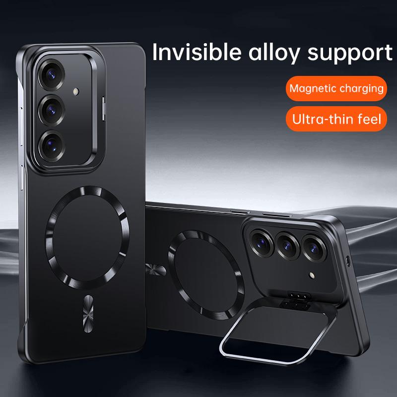 For Samsung S25 S25+S25E  S25Ultra Magnetic wireless charging phone case Bracket frameless Mobile cover  Shockproof Bumper Funda