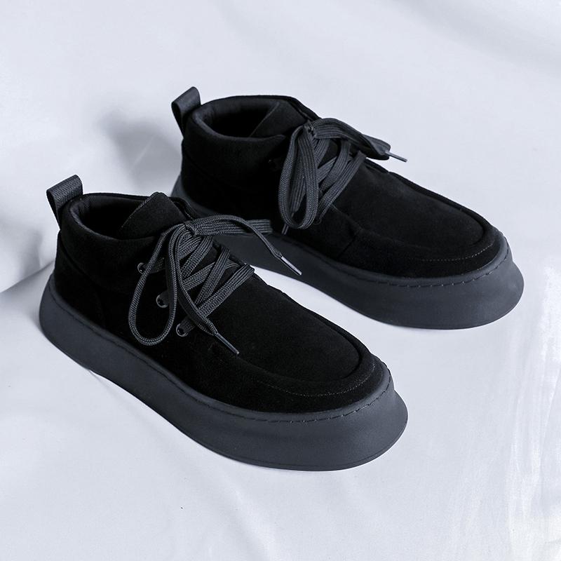 Fashion 2025 New European And American Thick Sole Men Leisure Leather Shoes Round Toe Lace Up Outdoor Shoes Genuine Leather Oxford Shoes