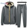 New Tracksuits Men Jacket Sporting Sets Winter Warm Thick Jacket+Pants 2 Pieces Set Mens Casual Velvet Cashmere Set Clothing