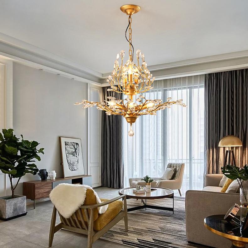 Candle Crystal Chandelier Vintage Candle Led Pendant Light Room Decor Ceiling Hanging Light for Living Room