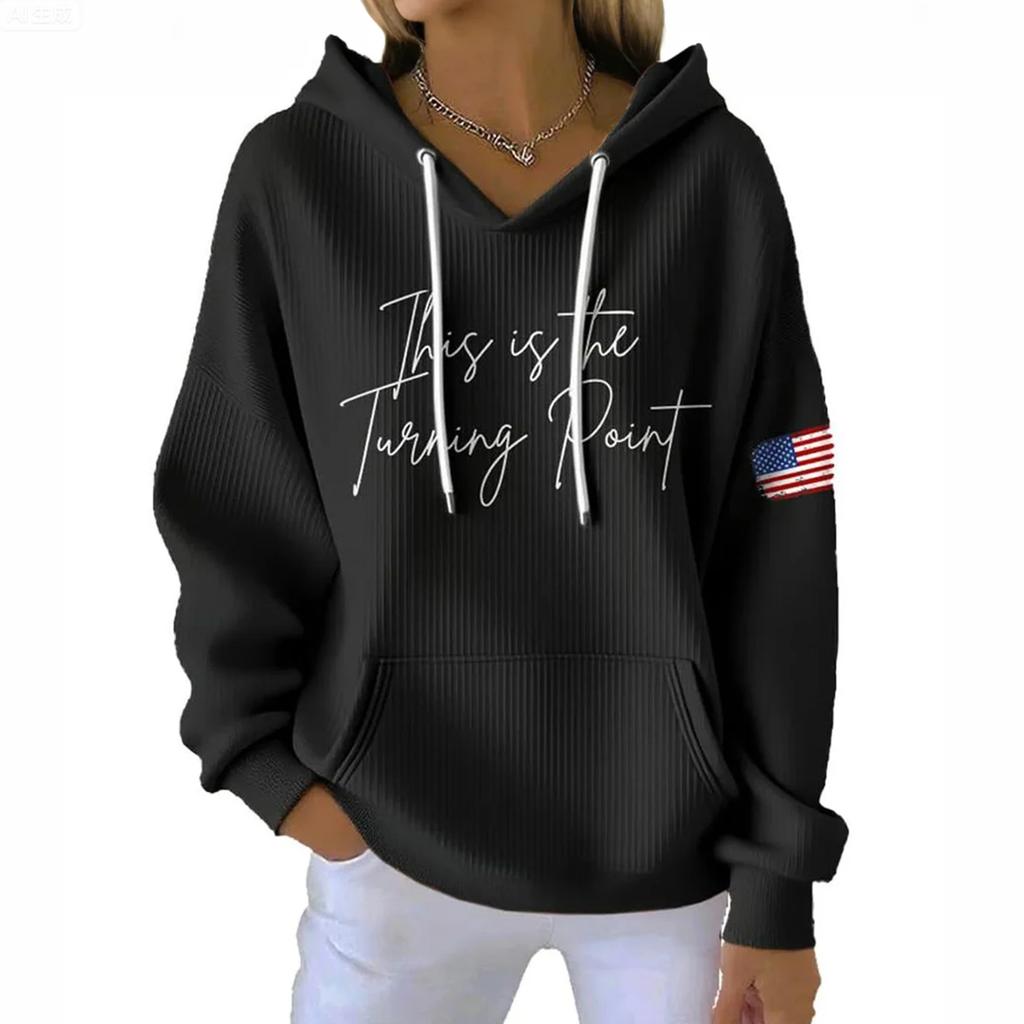 Women's Fashionable Solid Color Long Sleeved Casual Pullover Sweatshirt Top