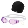 VIEW Swimming Goggle Made In Japan and Nose Lavender Set, [3-Piece Set Goggles, Cap, Strap],